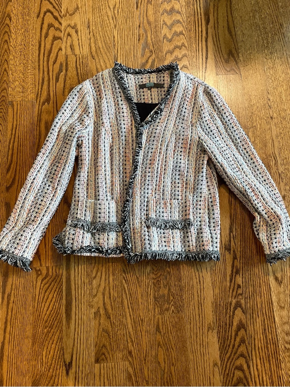 Eva Franco Reston tweed jacket with fringe trim size M
